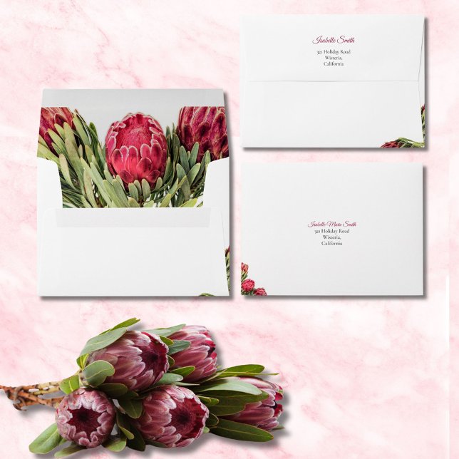 Tropical Protea Floral White Wedding RSVP Envelope (Creator Uploaded)