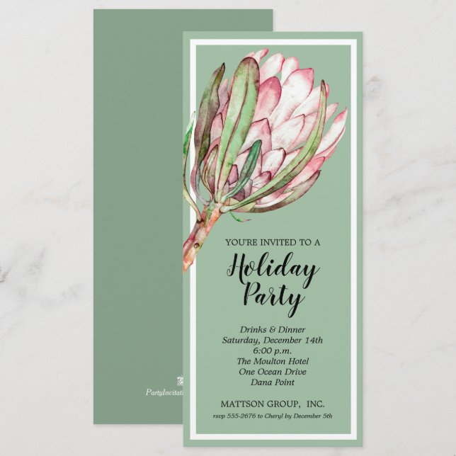 Tropical Protea Holiday Christmas Party Invitation (Front/Back)