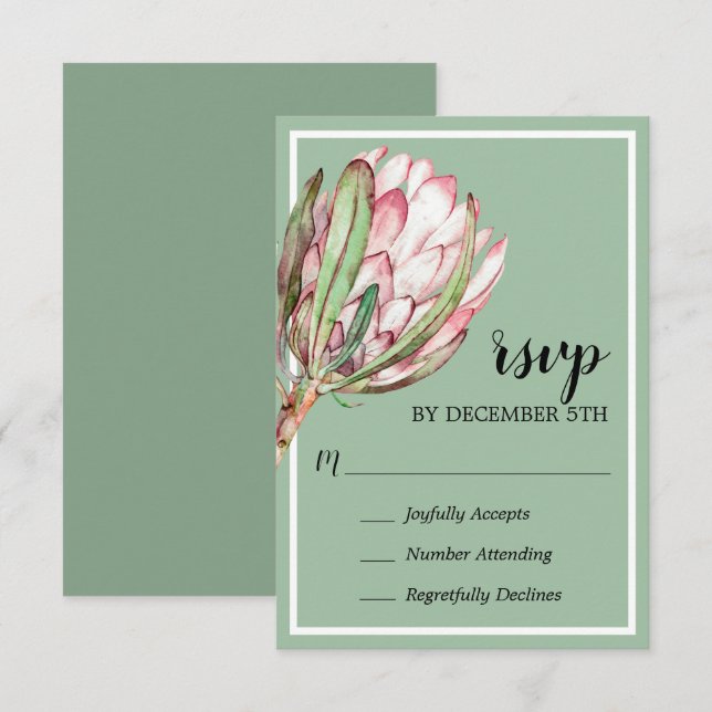 Tropical Protea Holiday Christmas Party RSVP Card (Front/Back)
