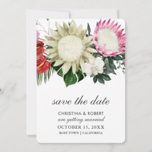 Tropical Protea Monstera Botanical Save The Date