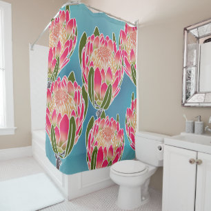 Tropical protea shower curtain