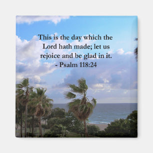 TROPICAL PSALM 118:24 OCEAN AND PALM TREES MAGNET