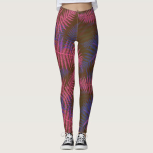 Tropical Purple and Blue Leaves Leggings