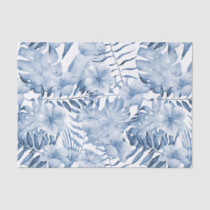 Tropical Purple Blue Floral Leaves Bridal Shower Tissue Paper
