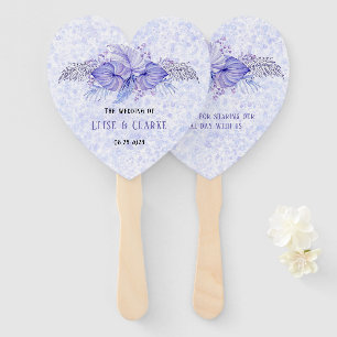 Tropical Purple Blue Palm Leaves Wedding  Hand Fan