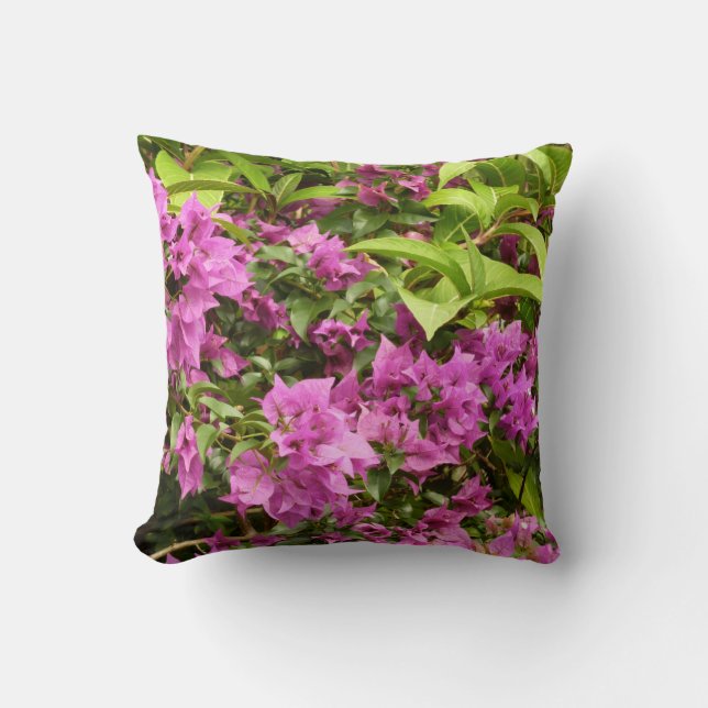 Tropical Purple Bougainvillea Floral Cushion (Front)