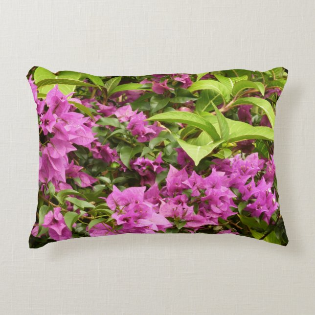 Tropical Purple Bougainvillea Floral Decorative Cushion (Front)