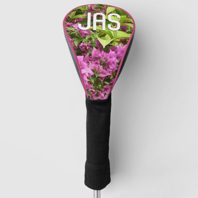 Tropical Purple Bougainvillea Floral Golf Head Cover (Front)