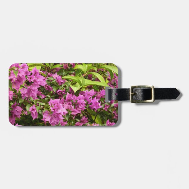 Tropical Purple Bougainvillea Floral Luggage Tag (Front Horizontal)