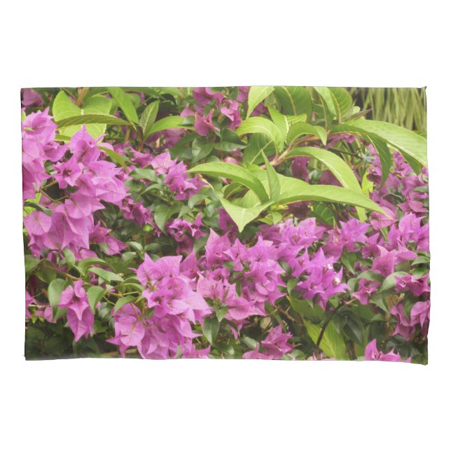 Tropical Purple Bougainvillea Floral Pillowcase (Front)