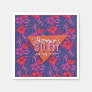 Tropical Purple Floral Birthday Napkin
