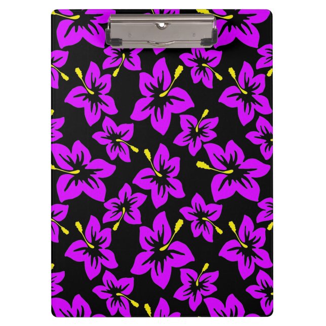 Tropical Purple Hawaiian Hibiscus Flowers Clipboard (Front)