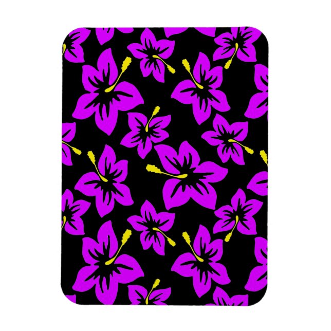 Tropical Purple Hawaiian Hibiscus Flowers Magnet (Vertical)