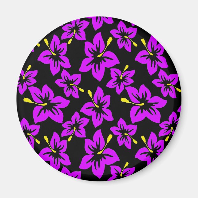 Tropical Purple Hawaiian Hibiscus Flowers Magnet (Front)