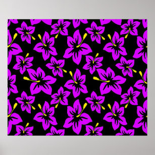 Tropical Purple Hawaiian Hibiscus Flowers Poster