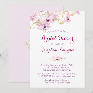 Tropical Purple Orchid Bridal Shower Invitation