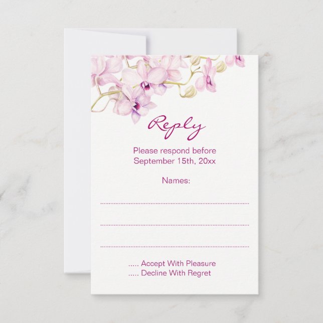 Tropical Purple Orchid Floral Reply Cards (Front)