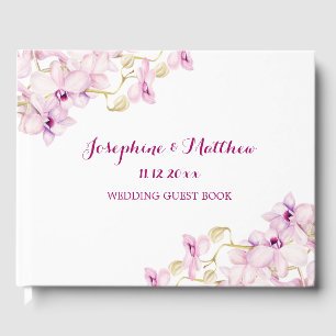 Tropical Purple Orchid Floral Wedding Guest Book