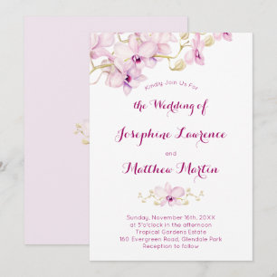 Tropical Purple Orchid Flower Wedding Invitation