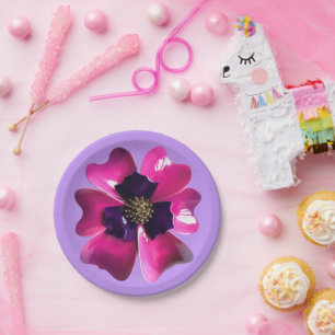 Tropical Purple Orchid MOD Flower Summer Wedding Paper Plate