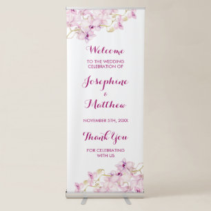 Tropical Purple Orchid Personalised Wedding Retractable Banner