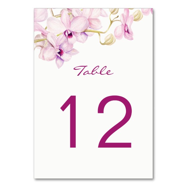 Tropical Purple Orchid Table Number Cards (Front)