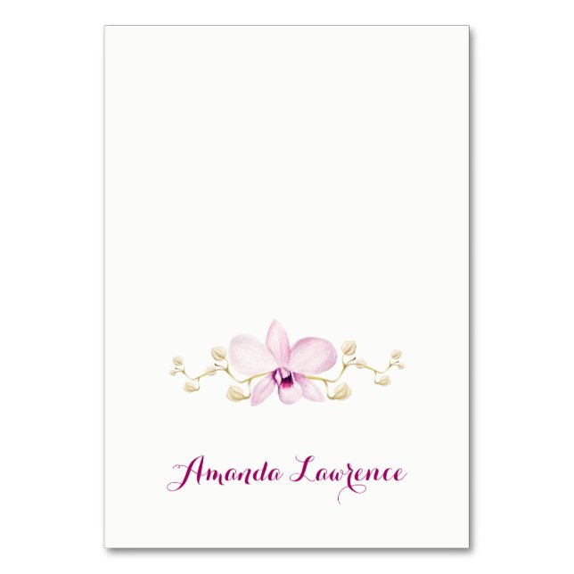 Tropical Purple Orchid Watercolor Place Cards (Front)