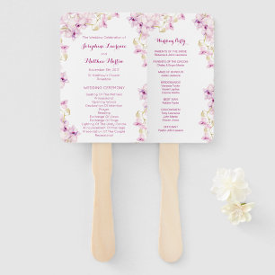 Tropical Purple Orchid Wedding Ceremony Programs Hand Fan