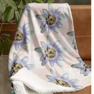 Tropical Purple Passion Flower Sherpa Blanket