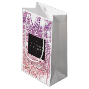Tropical Purple/Pink Glitter Palms Gift Bag