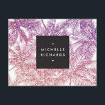 Tropical Purple/Pink Glitter Palms Postcard<br><div class="desc">Coordinates with the Tropical Purple/Pink Glitter Palms Business Card Template by 1201AM. Glittery silhouettes of palm trees create a tropical backdrop on this modern and sophisticated postcard template. Your name or business name is styled in a simple black box for a clean, minimal aesthetic that contrasts well with the faux...</div>
