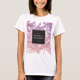Tropical Purple/Pink Glitter Palms T-Shirt