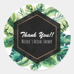 Tropical Rain Forest Island Leaves Elegant Favour Classic Round Sticker