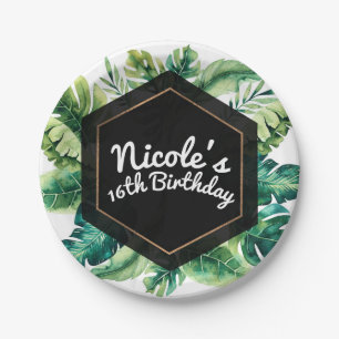 Tropical Rain Forest Leaves Elegant Summer Party Paper Plate