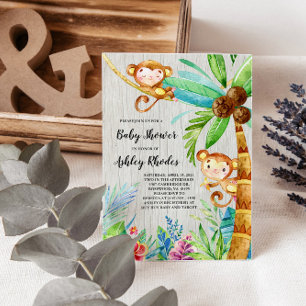 Tropical Rain Forest Monkey Baby Shower Invitation