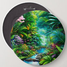 Tropical rain forest with trees and flowers