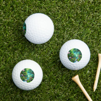 Tropical rain forest with trees and flowers golf balls