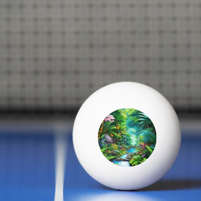 Tropical rain forest with trees and flowers ping pong ball (Net)