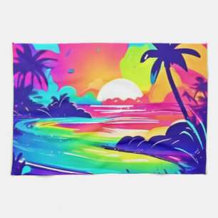 Tropical Rainbow Beach Dream Tea Towel