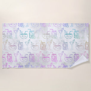 Tropical Rainbow Drinks Beach Towel