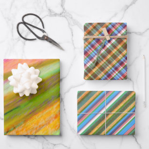 Tropical Rainbow Leaves, Retro Color Wrapping Paper Sheet