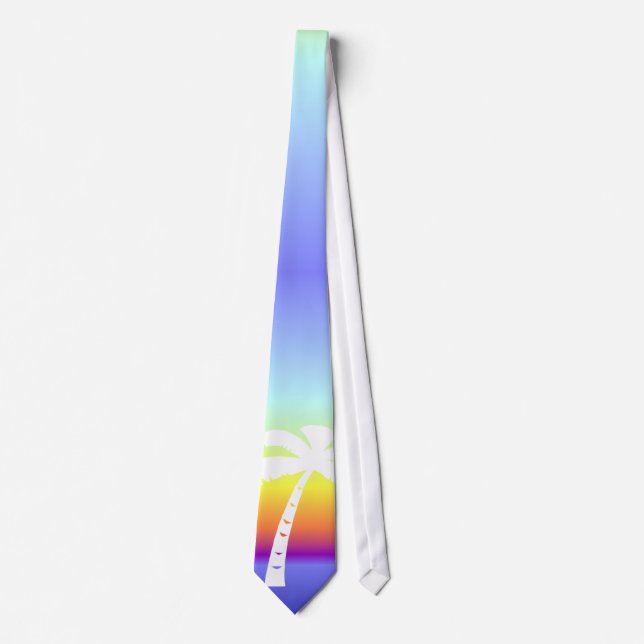 Tropical Rainbow Palm Tree Tie (Front)