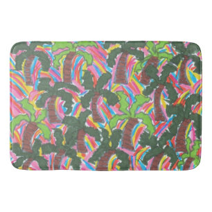 Tropical Rainbow Palm Trees Bath Mat