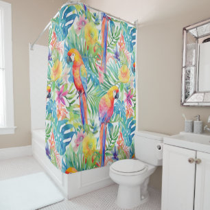 Tropical rainbow parrot  shower curtain