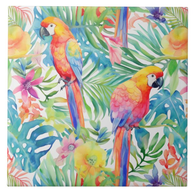 Tropical rainbow parrot  tile (Front)