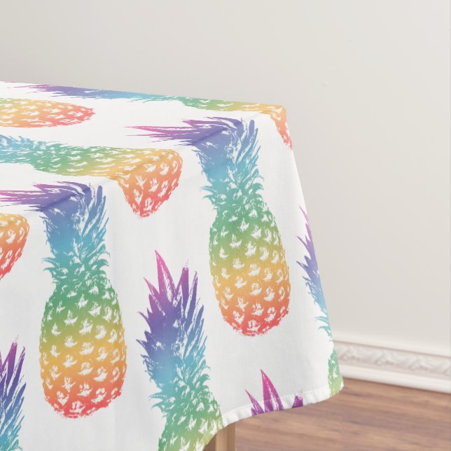 Tropical rainbow pineapple pattern tablecloth (In Situ)