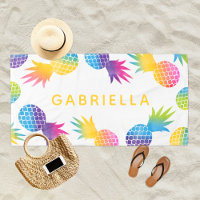 Tropical Rainbow Pineapple Personalised Yellow