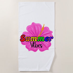 Tropical Rainbow Summer Vibes LGBTQ Pride Floral Beach Towel