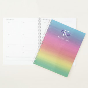 Tropical Rainbow Sunset   Monogrammed Planner