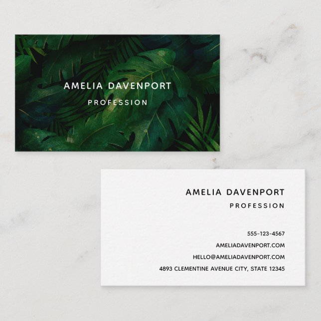 Tropical Rainforest Leafy Foliage Business Card (Front/Back)